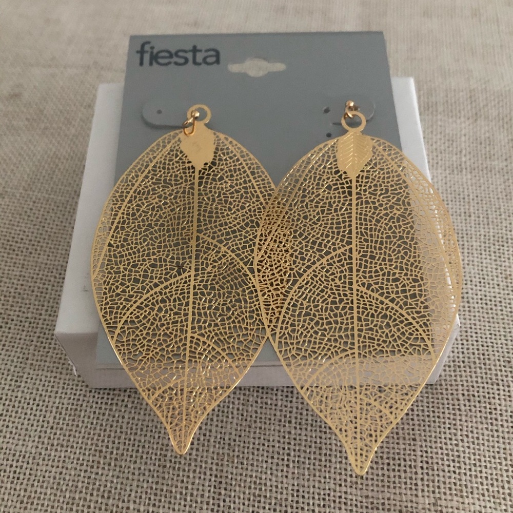 New Fiesta Gold Feather Earrings